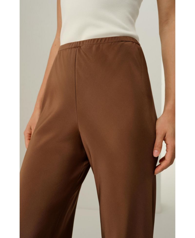Women's Bias Cut Straight Leg Silk Pants