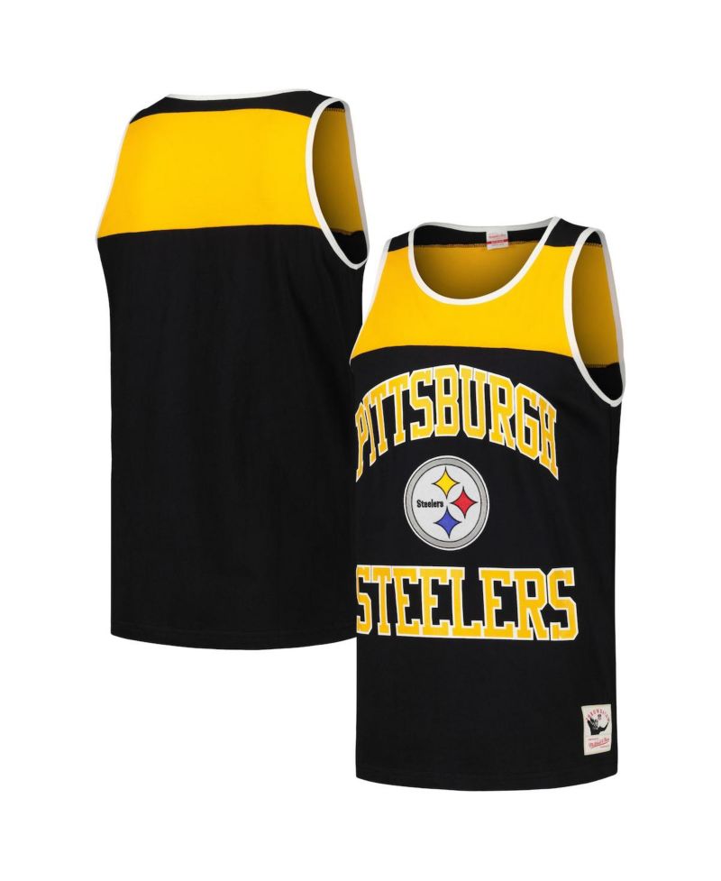 Men's Black and Gold Pittsburgh Steelers Heritage Colorblock Tank Top