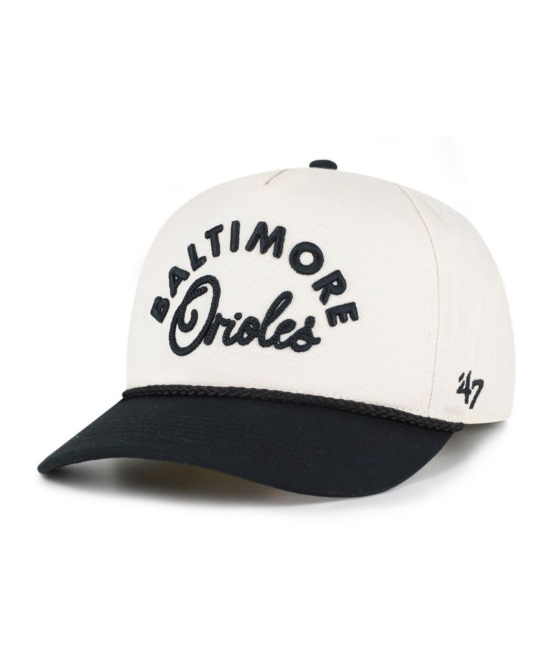 Men's and Women's '47 Natural/Black Baltimore Orioles Rope Script Hitch Adjustable Hat