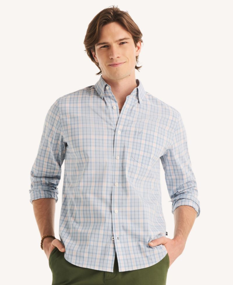 Men's Classic-Fit Long-Sleeve Plaid Shirt