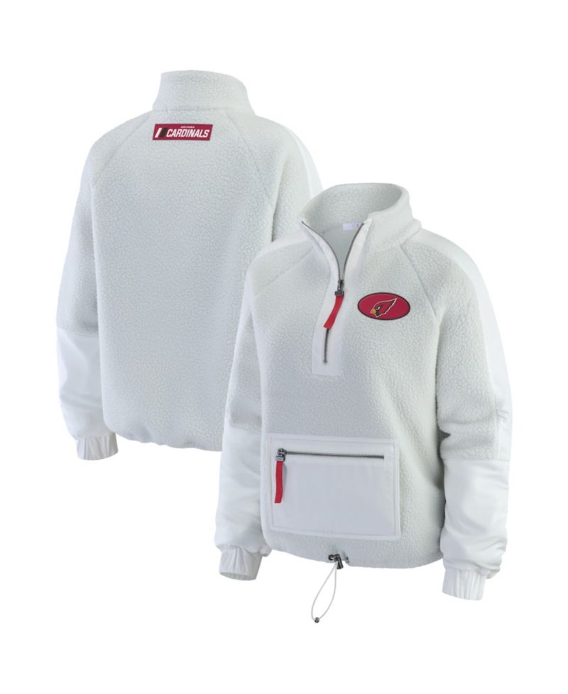 Women's White Arizona Cardinals Polar Fleece Half-Zip Jacket