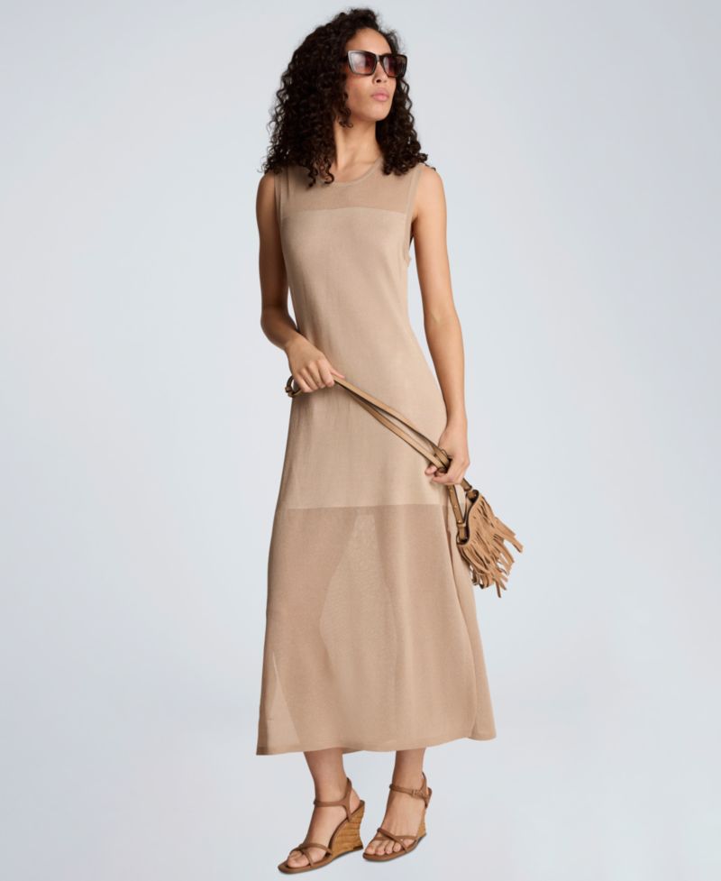 Women's Semi-Sheer Side-Slit Sleeveless Dress