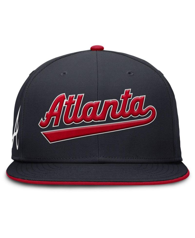 Men's Navy Atlanta Braves True Performance Fitted Hat