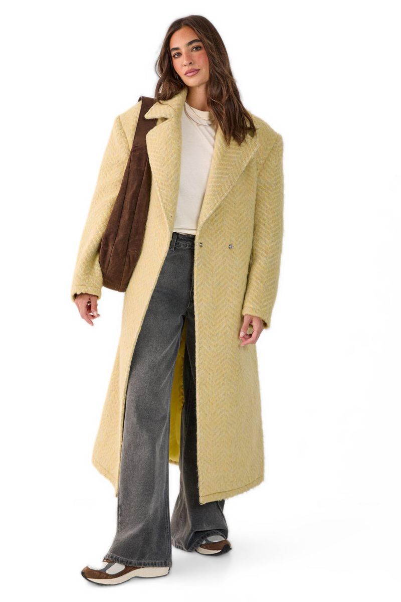 Women's Double Breasted Brushed Herringbone Coat