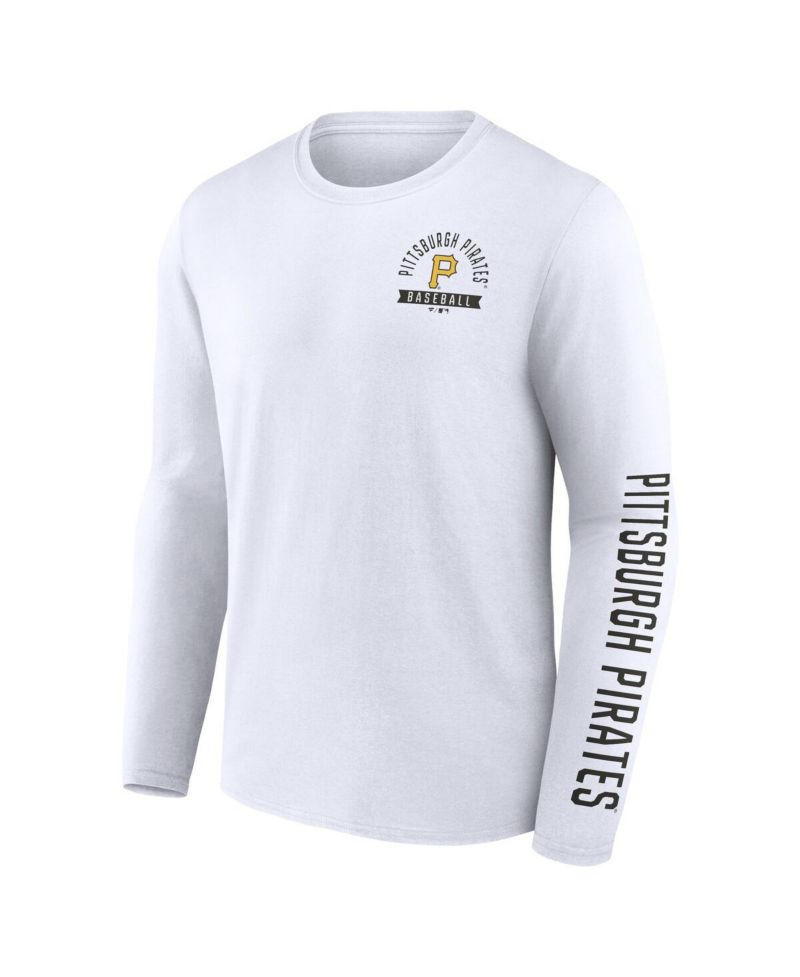 Men's White Pittsburgh Pirates Press Box Long Sleeve T-Shirt