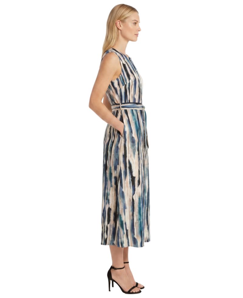 Women's Printed Button Midi Dress