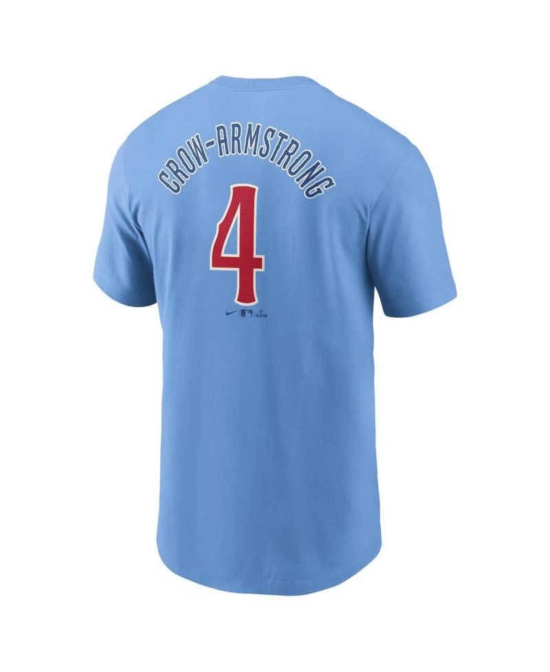 Nike Men's Pete Crow-Armstrong Light Blue Chicago Cubs Fuse Name & Number T-Shirt