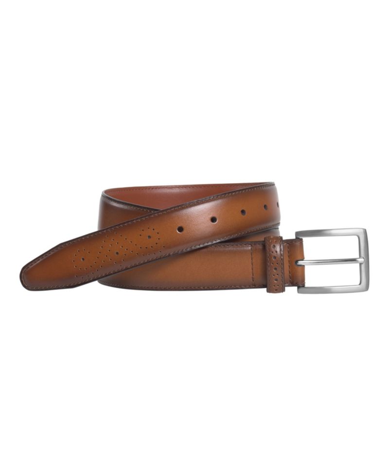 Men's Perforated Burnished Leather Belt