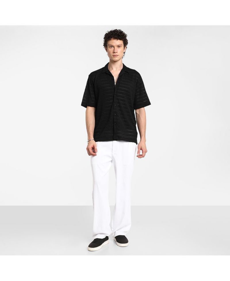 Men's Midnight Black Marquise-Knit Shirt
