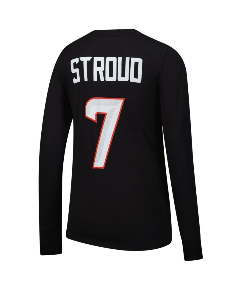 Women's C.J. Stroud Navy Houston Texans Player Name & Number Long Sleeve T-Shirt