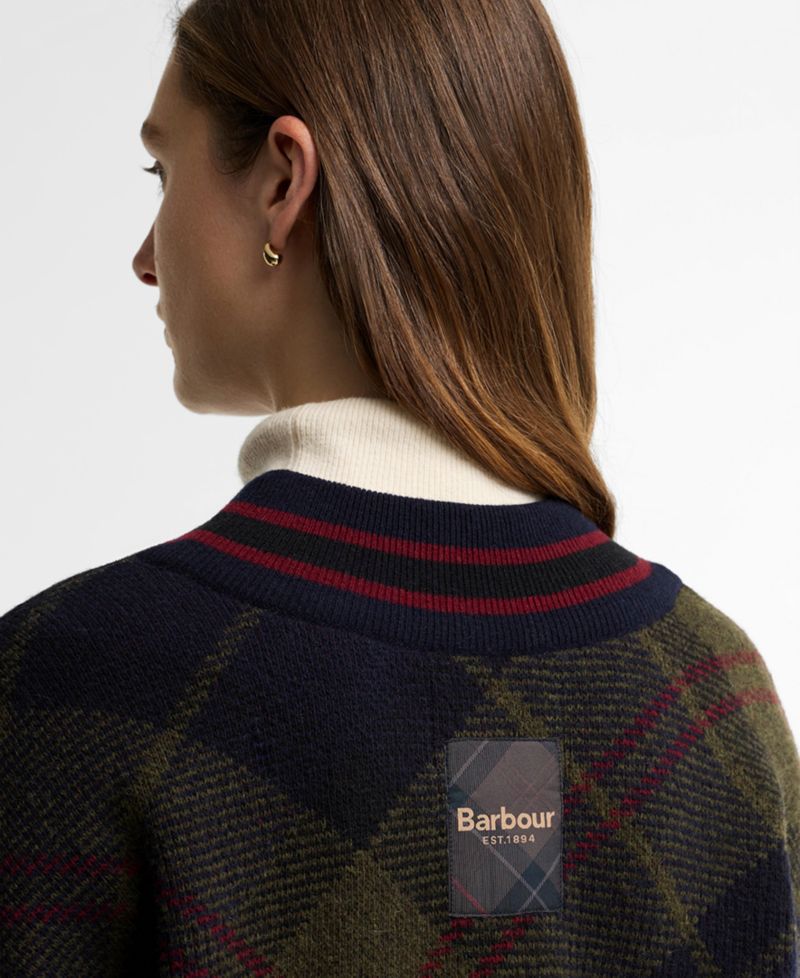 Women's Shae Tartan-Print V-Neck Long-Sleeve Sweater