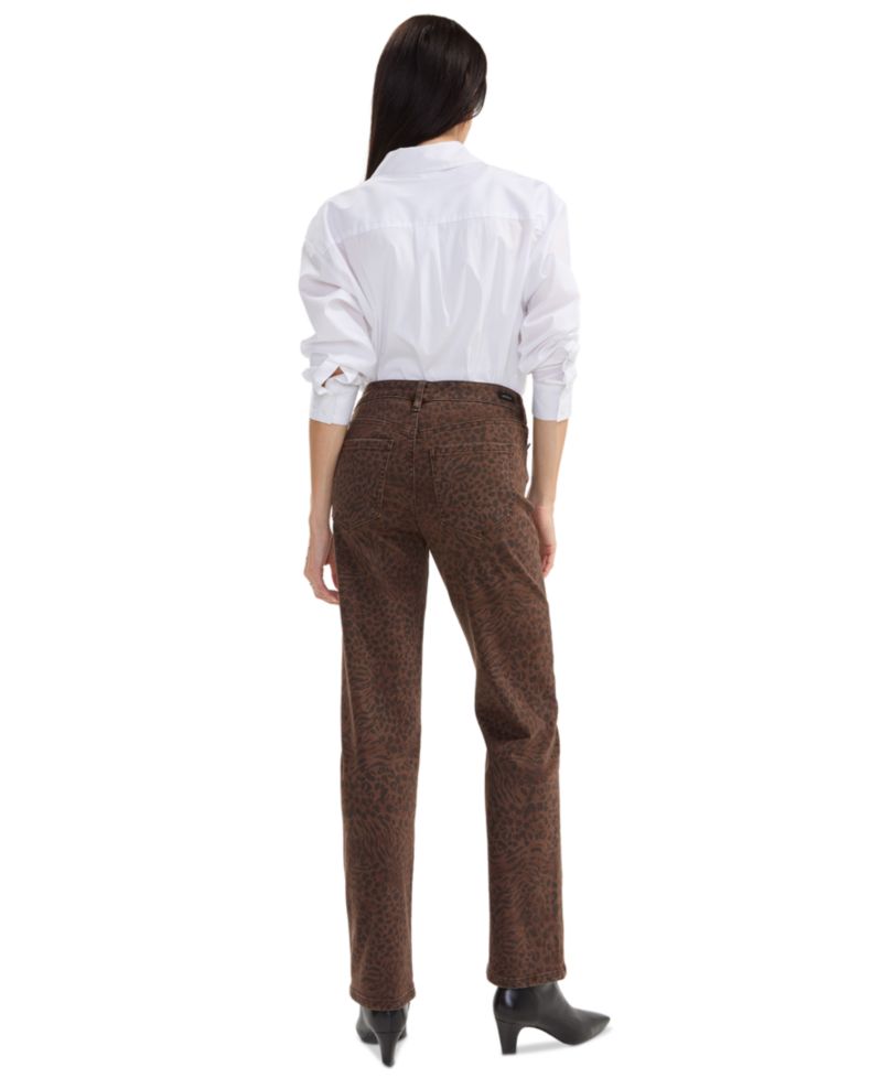 Women's Kennedy Animal Print Straight-Leg Jeans, 30" Inseam
