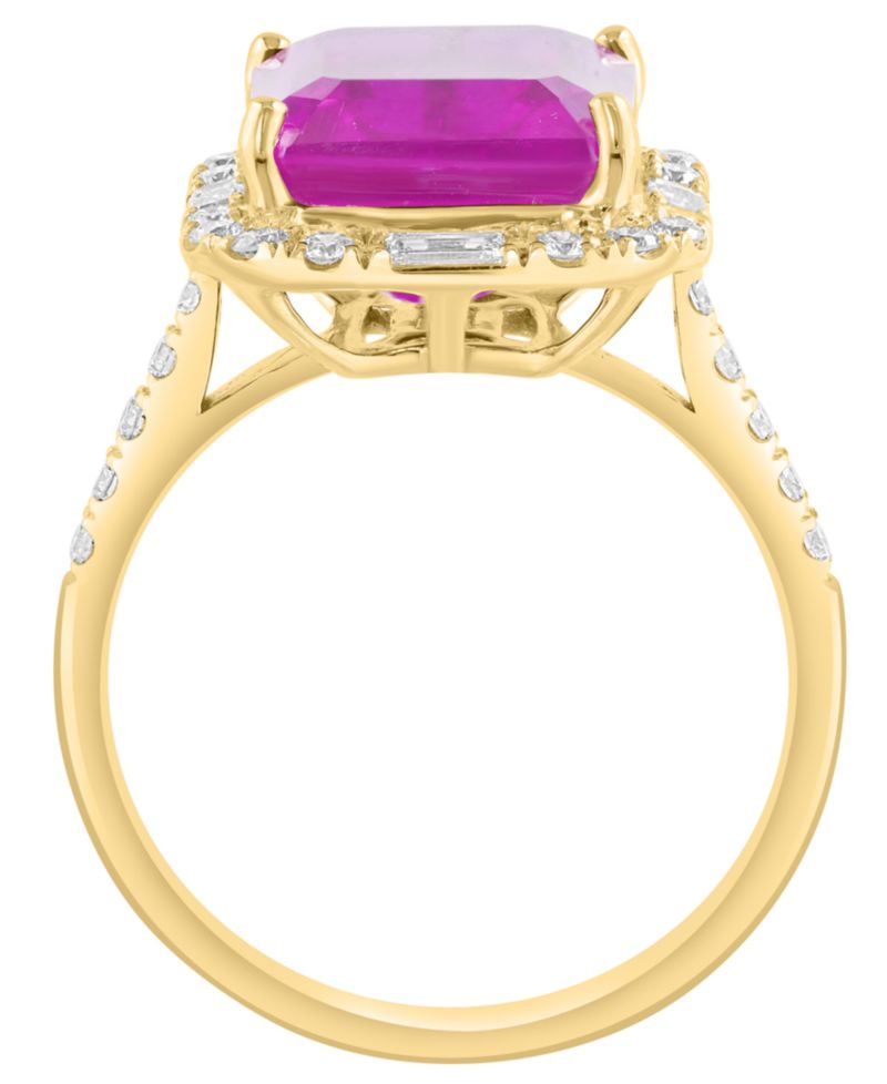 Lab Grown Pink Sapphire (6-7/8 ct. t.w.) & Diamond (5/8 ct. t.w.) Ring in 14k Yellow Gold