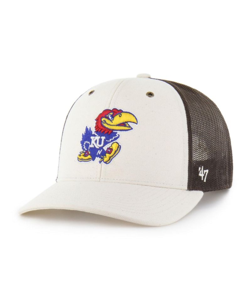 Men's Natural/Brown Kansas Jayhawks Undyed Trucker Adjustable Hat