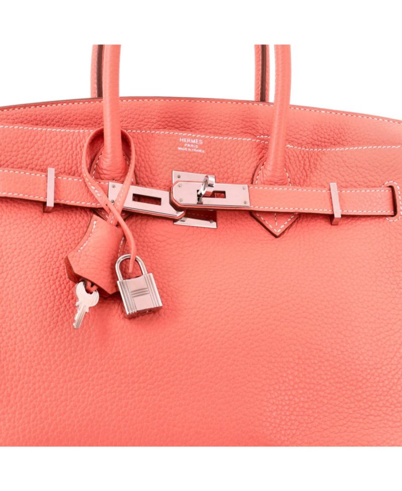 Pre-Owned Hermes Birkin 30 Handbag Pink Clemence with Palladium Hardware