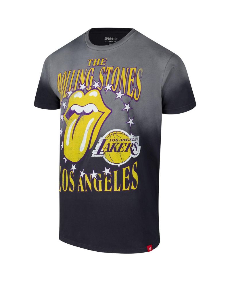 Men's and Women's Gray Rolling Stones x Los Angeles Lakers Bingham Collab T-Shirt