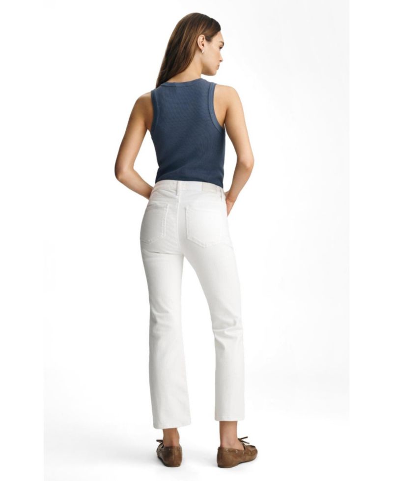Women's Anika Mid Rise Cropped Flare In White Flex Blue