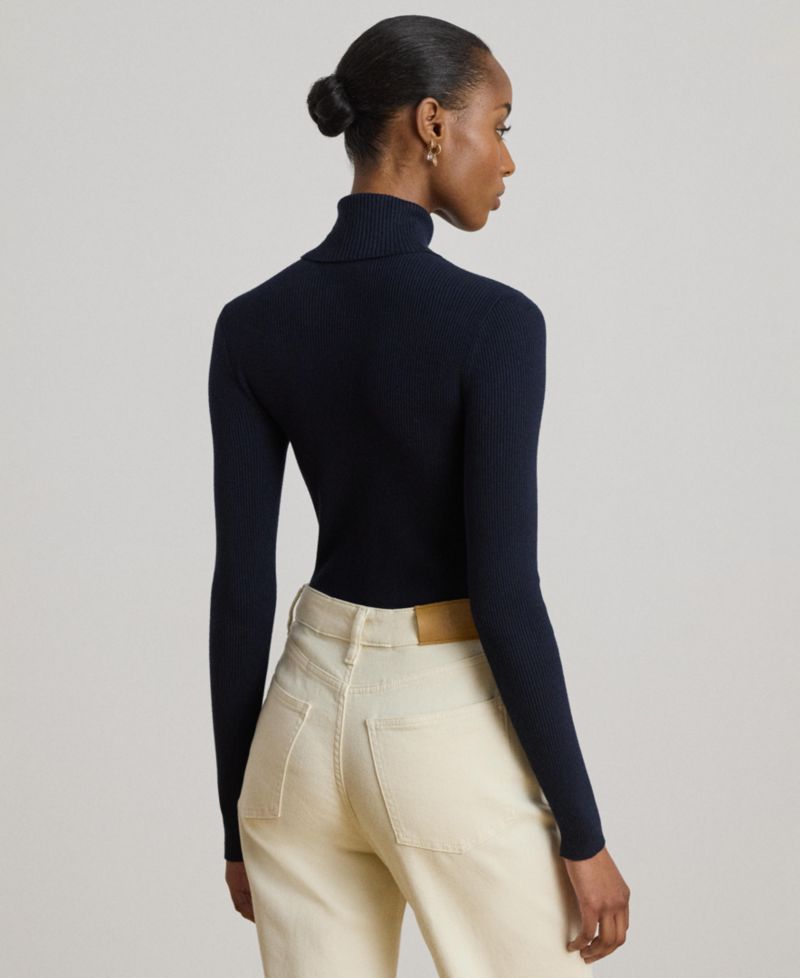 Petite Ribbed Slim-Fit Cotton-Blend Turtleneck Sweater