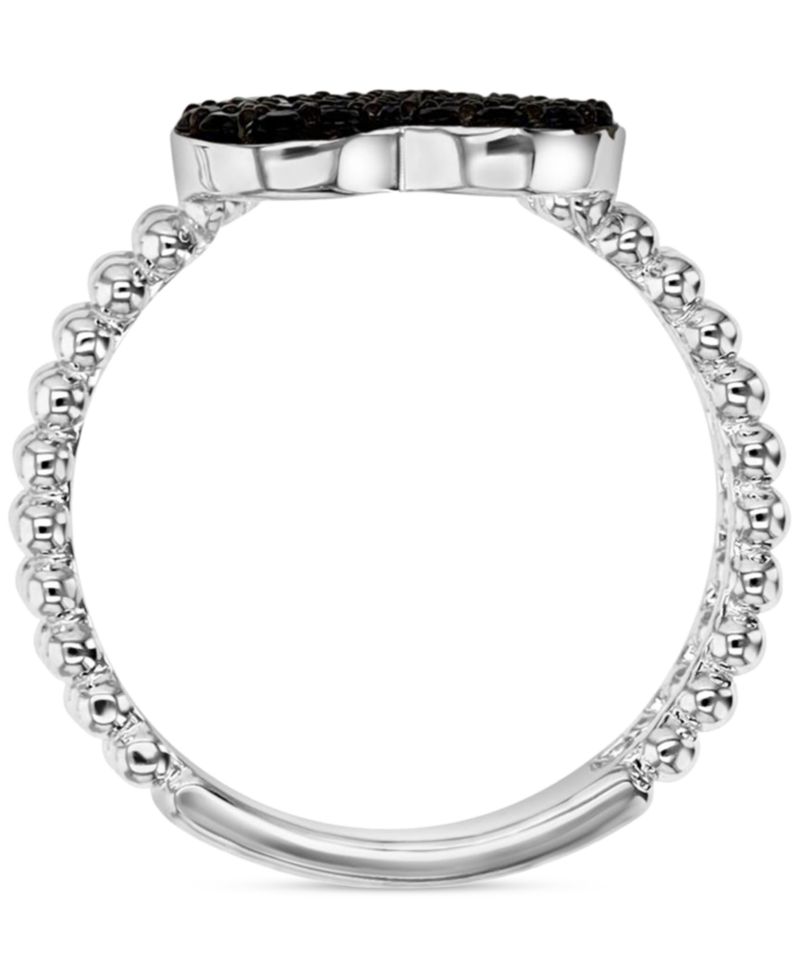 Black Spinel Heart Double Band Ring (3/4 ct. t.w.) in Sterling Silver