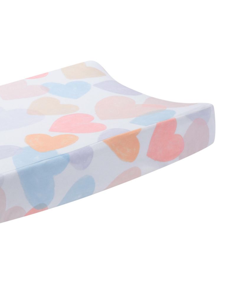 Rainbow Hearts Pink/Purple Baby/Infant Changing Pad Cover