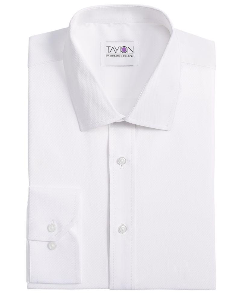 Men's Slim-Fit Gold Trim Solid Dress Shirt