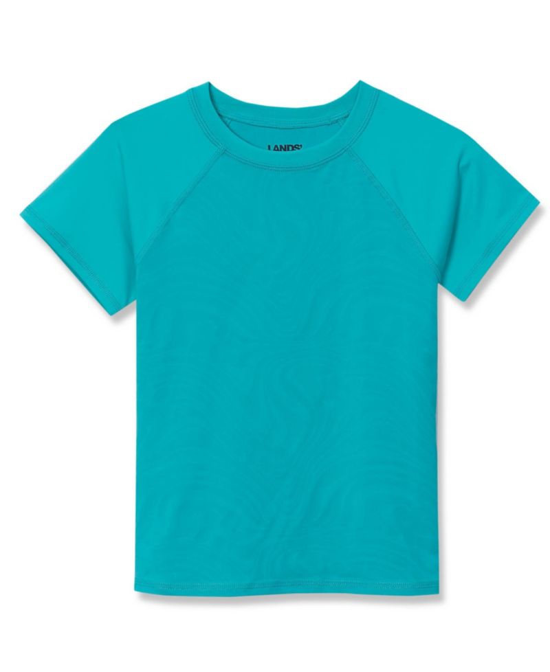 Girls Chlorine Resistant Short Sleeve Magic Print Swim Rash Guard