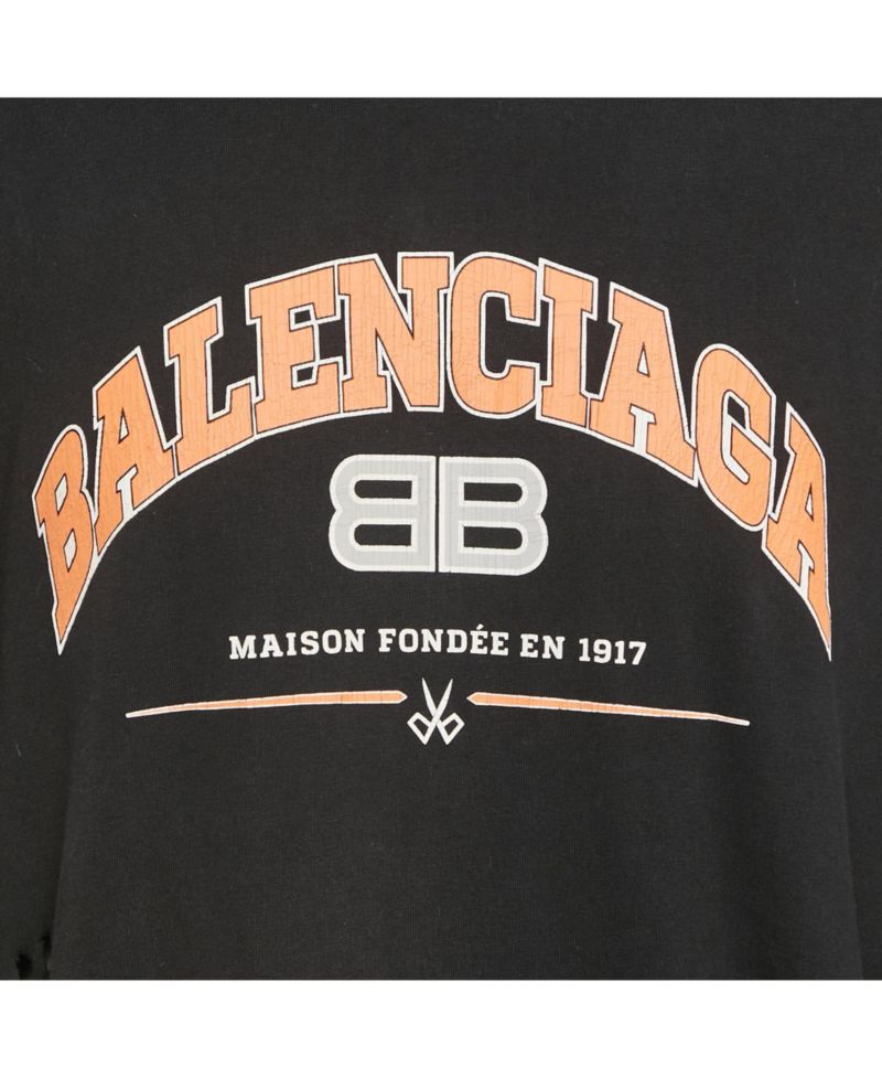 Men's Logo Print Distressed Cotton Oversized T-Shirt