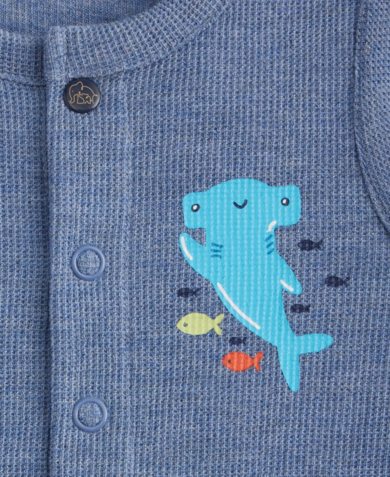 Baby Boys' 0M-24M Shark Waffle Romper