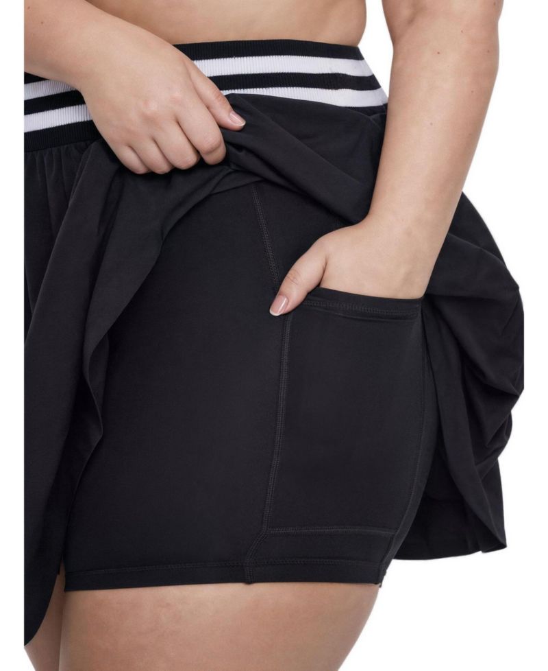 Plus Size TRU Stretch Woven Pleated Active Skirt With Bike Short