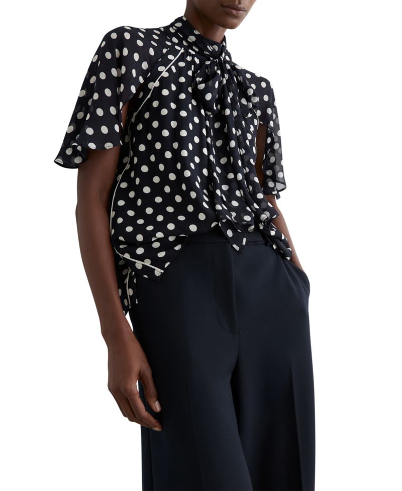Women's Aliana Polka-Dot Tie-Neck Blouse
