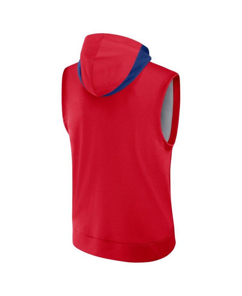 Men's Red Philadelphia Phillies Authentic Collection Performance Sleeveless Pullover Hoodie