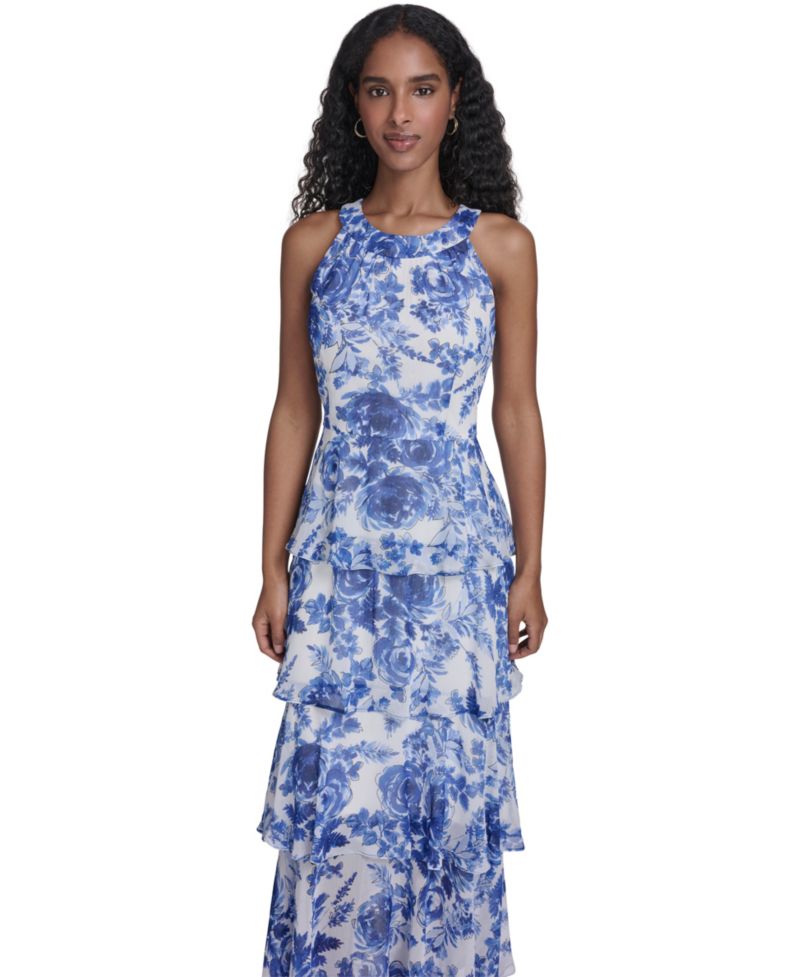 Women's Halter Neck Tiered Maxi Dress
