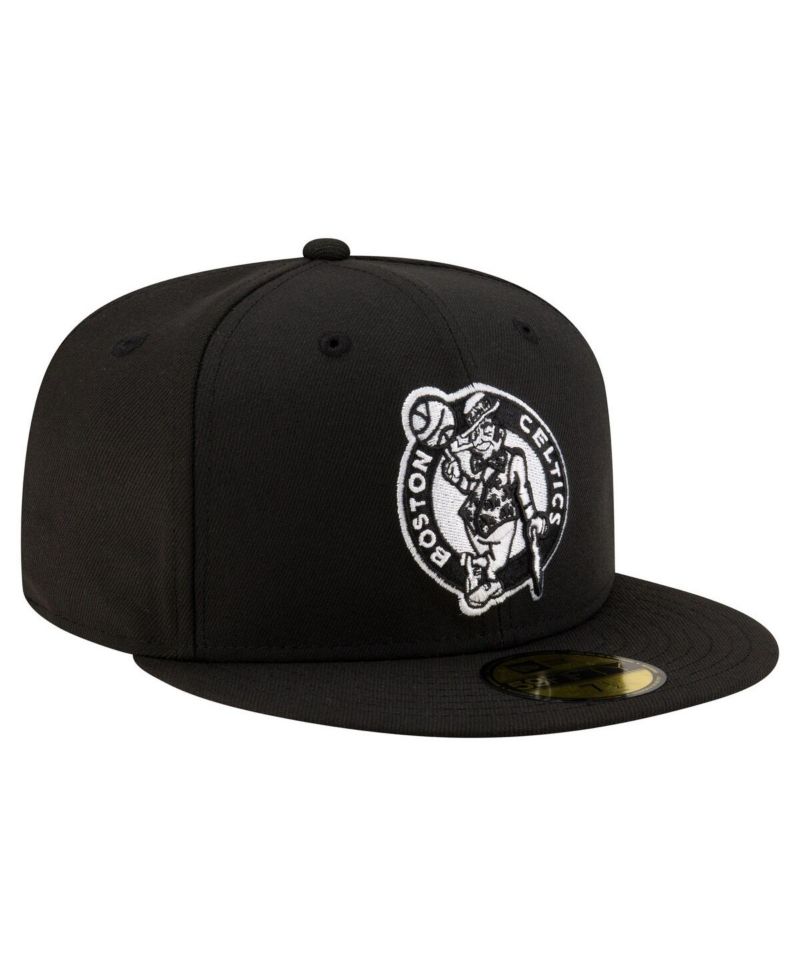 Men's Black Boston Celtics Black White Logo 59FIFTY Fitted Hat