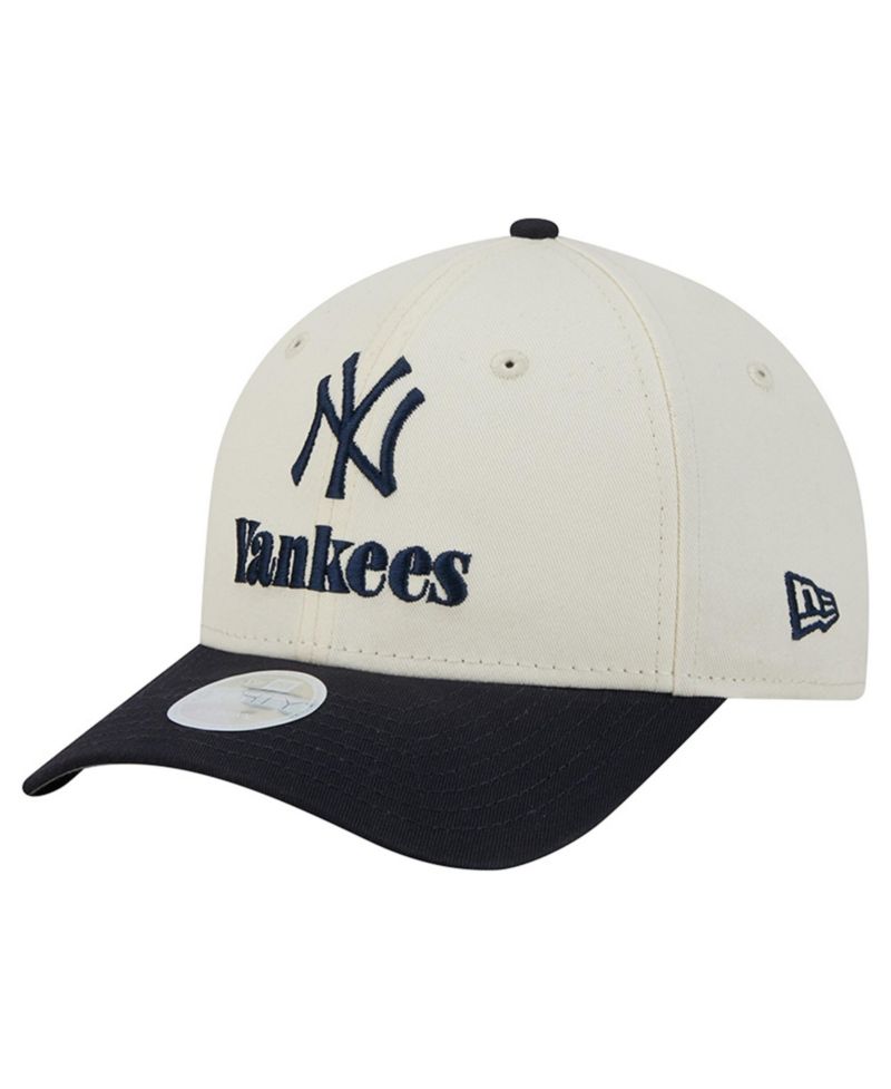 Women's Cream/Navy New York Yankees Primary 9FORTY M-Crown Adjustable Hat
