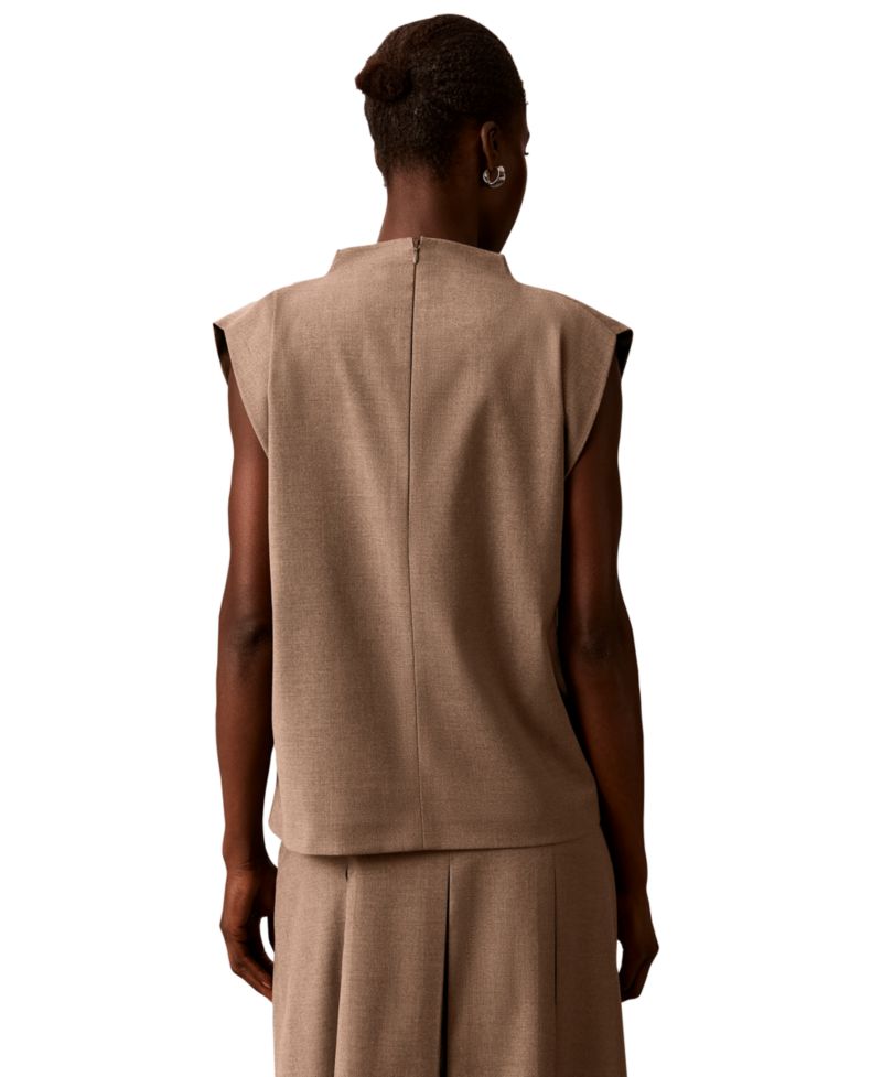 Women's Sleeveless Draped-Neck Blouse