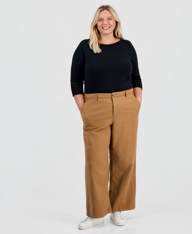 Plus High Stretch High-Rise Cropped Wide-Leg Pants