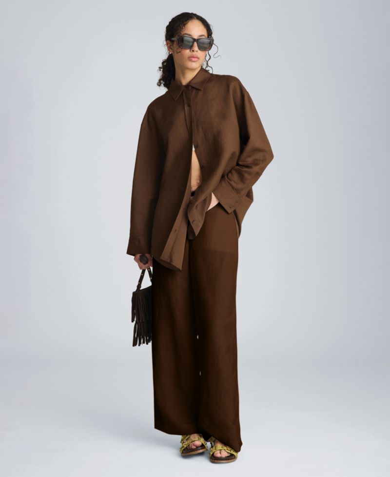 Women's Pull-On Linen Wide-Leg Pants
