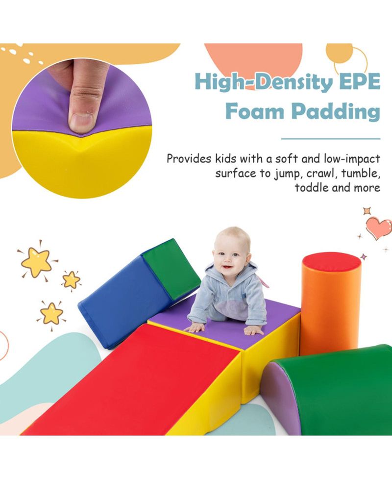 5 Piece Soft Foam Climb and Crawl Activity Playset for Toddlers Ages 1 and Up