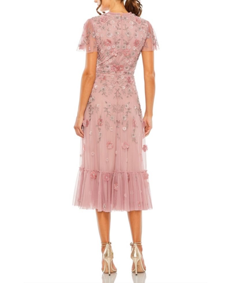 Women's Embellished High Neck Cap Sleeve A Line Dress