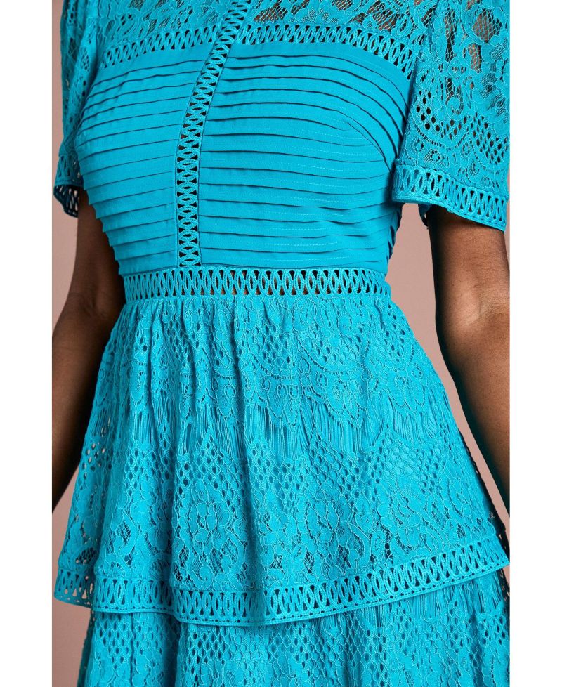 Women's Tiered Lace Midi Dress