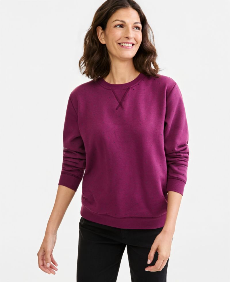 Plus Printed Fleece Crewneck Sweatshirt