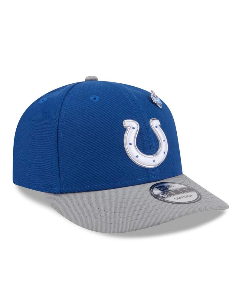 Men's Royal/Gray Indianapolis Colts 2026 NFL Draft On Stage Pre-Curved 9FIFTY Snapback Hat