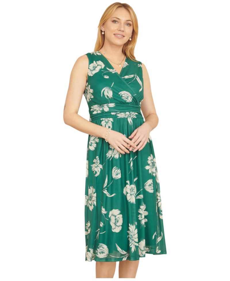 Women's Floral Print Stretch Mesh Dress