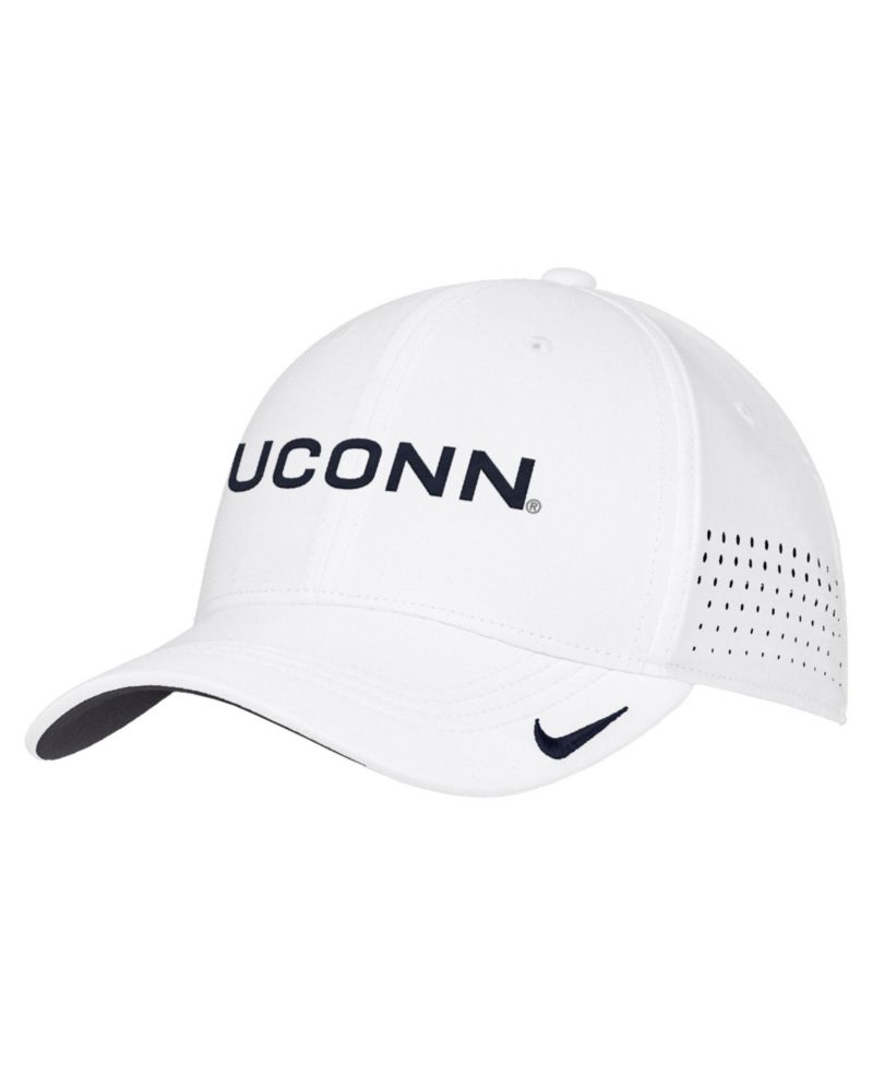 Men's White UConn Huskies 2026 On-Field AeroBill SwooshFlex Dri-FIT Hat