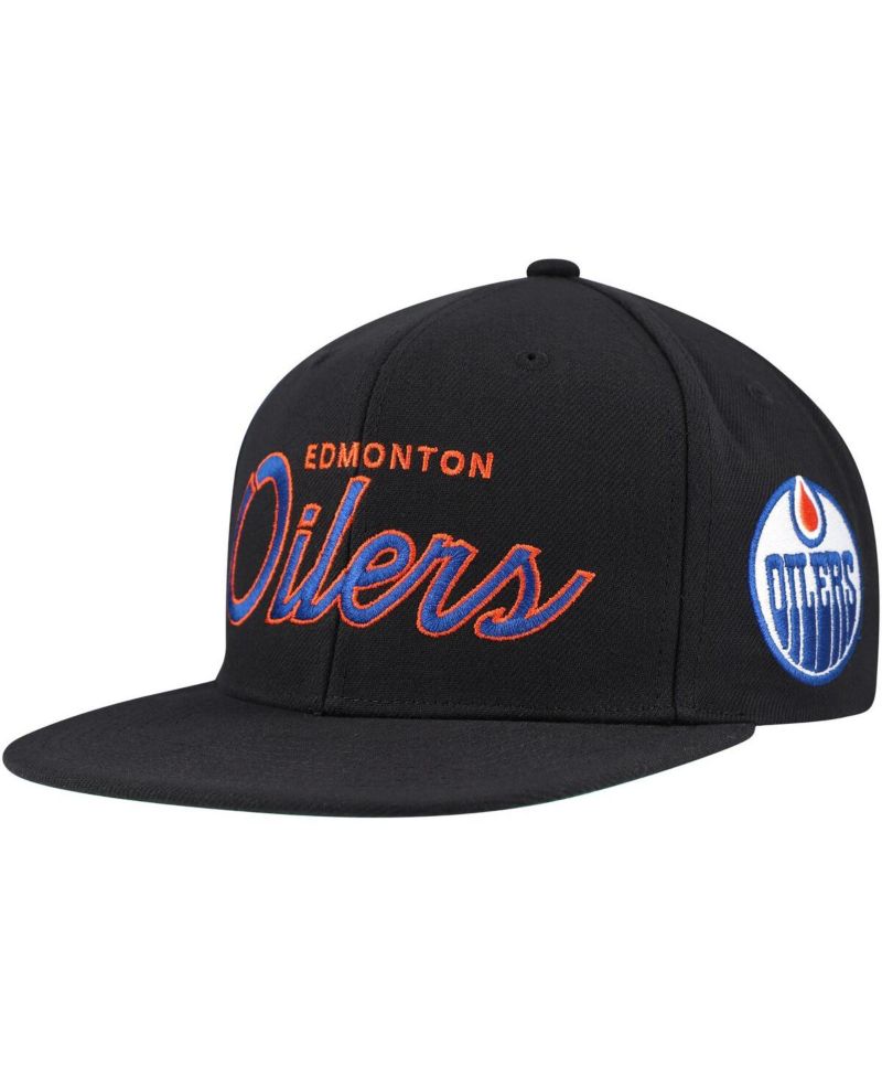 Men's Black Edmonton Oilers Core Team Script 2.0 Snapback Hat