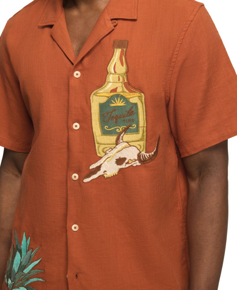 Men's Embroidered Tequila Time Short-Sleeve Shirt