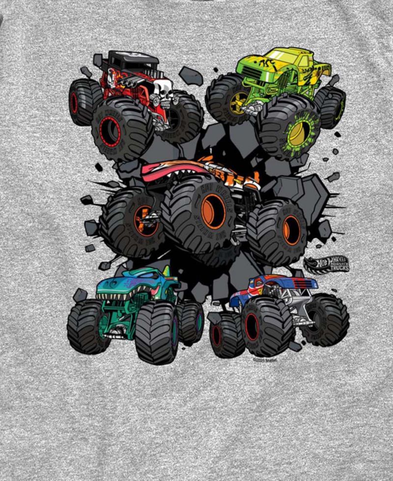 Boys' 8-20 Monster Truck Grids Youth Short-Sleeve Graphic T-Shirt