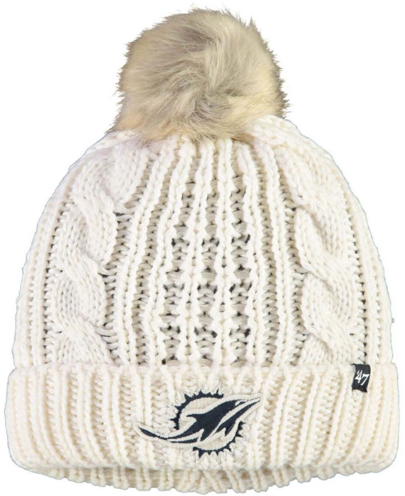 Women's Cream Miami Dolphins Meeko Cuffed Knit Hat with Pom
