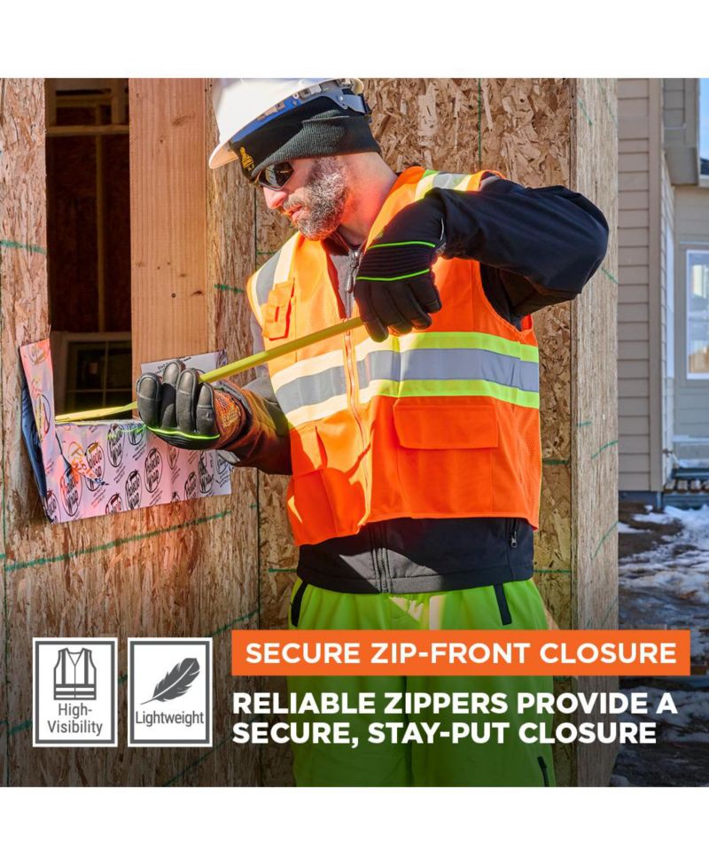 Men's Hi Vis Orange Safety Work Vest