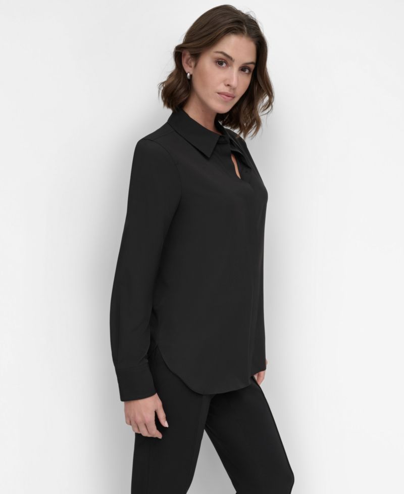 Petite Long-Sleeve Button-Front Shirt